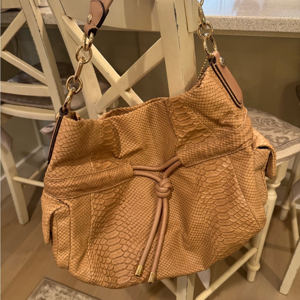Coach Genuine Python Tan Shoulder Bag